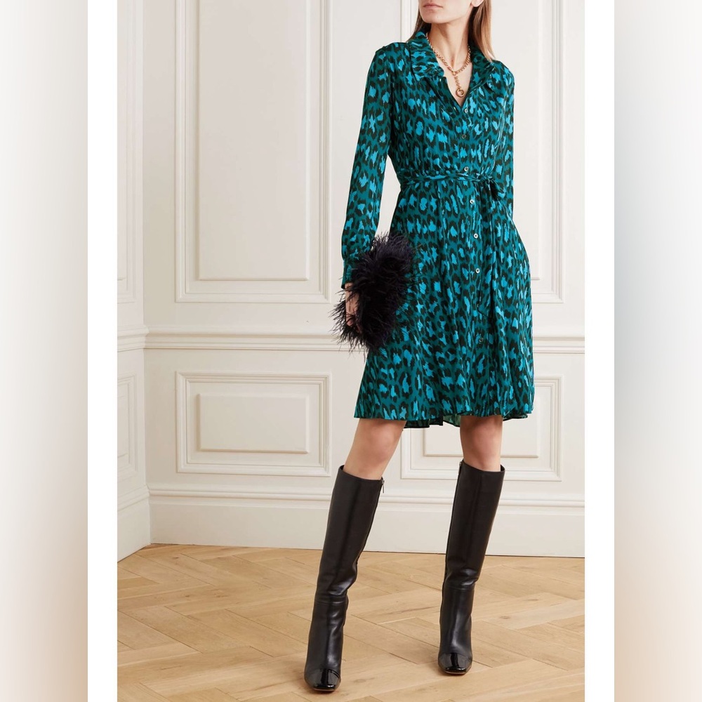 Diane Von Furstenberg Dory belted leopard-print stretch-jersey dress